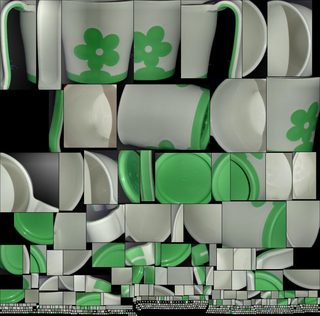杯子：plastic green flowers