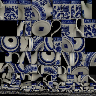 茶壶：white blue cone top