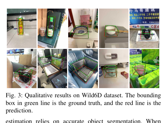 RCGNet 在 Wild6D 未见真实对象上的定性结果